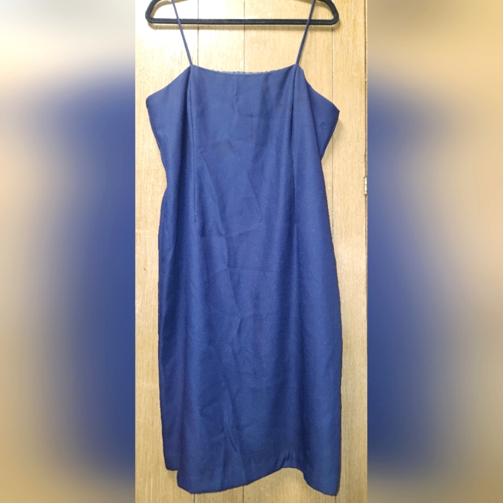 14P formal mini dress wavy blue spaghetti strap